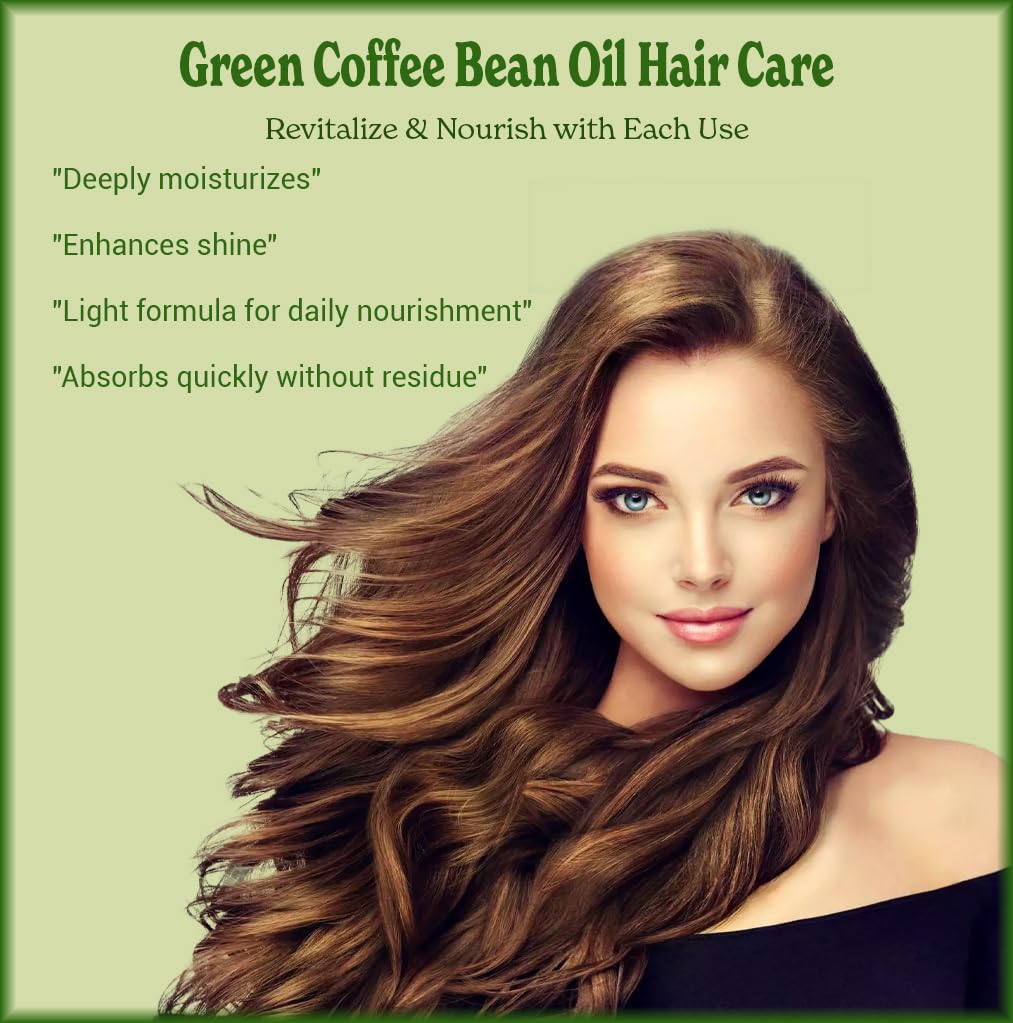 Natural Born Oils Green Coffee Bean Oil, 4oz, Organic, Cold-Pressed, Rich in Antioxidants, Perfect for Skin Firming, Hair Strengthening