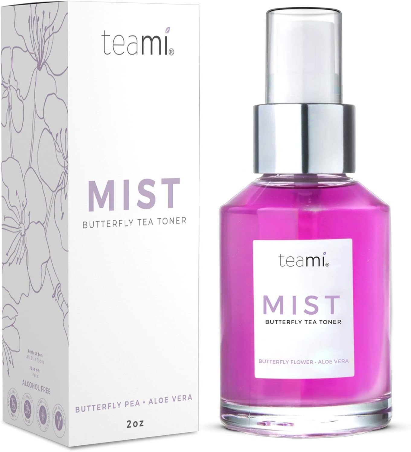 Teami Face Mist Spray Toner - Hydrating Makeup Setting Spray for Dry, Sensitive & Oily Skin | Organic Witch Hazel & Aloe Vera