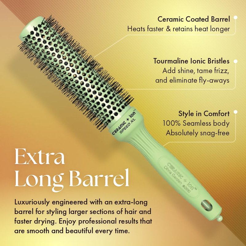Olivia Garden Ceramic + Ion Speed XL - Extra-Long Round Thermal Hair Brush - Not Electrical - Professional Blowout Brush for Normal to Thick Hair - 4 1/4" - Diameter Barrel - 715-CIXL55BL