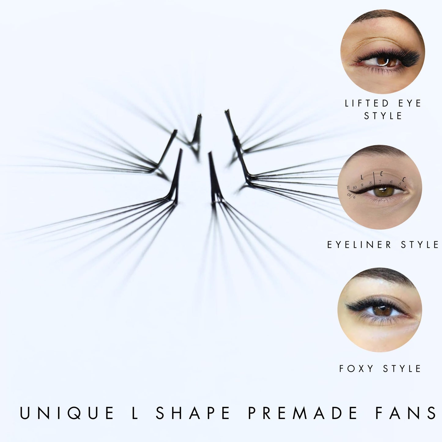 Pinneacle 1200 Premade volume fans eyelash extension for professional lash artist | Mixed 8 Sizes-in-1 Box | Lengths from 9-16mm | C, CC, D, M, L curl 6D 0.07 (Premium XXL Box L+ Curl 9-16mm)