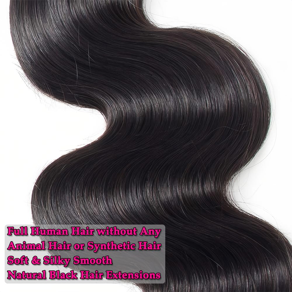 12A Human Hair Bundles 100g Body Wave Bundles Human Hair Extensions 18 Inch Brazilian Virgin Body Wave 1 Piece Deal Unprocessed Brazilian Quick Weave Extensions Natural Black