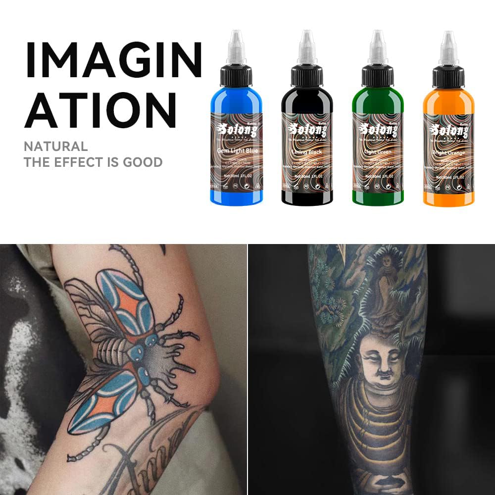 Tattoo Ink Color Set - 16PCS 1oz (30ml) Pigment Kit for Professional Tattooing | Vibrant Colors