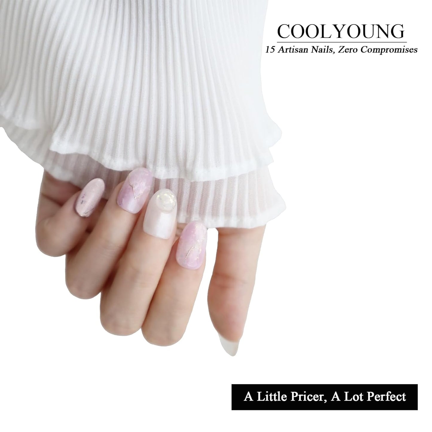 Short Almond Press On Nails - Handmade Acrylic False Nails for Women | 15 PCS, Size S