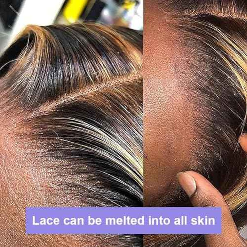 13x6 1b/27 Highlight Ombre Balayage Lace Front Wigs Human Hair Black and Blonde Body Wave Lace Frontal Wig Pre Plucked with Baby Hair for Black Women HD Transparent 180% Density Wig 24 Inch