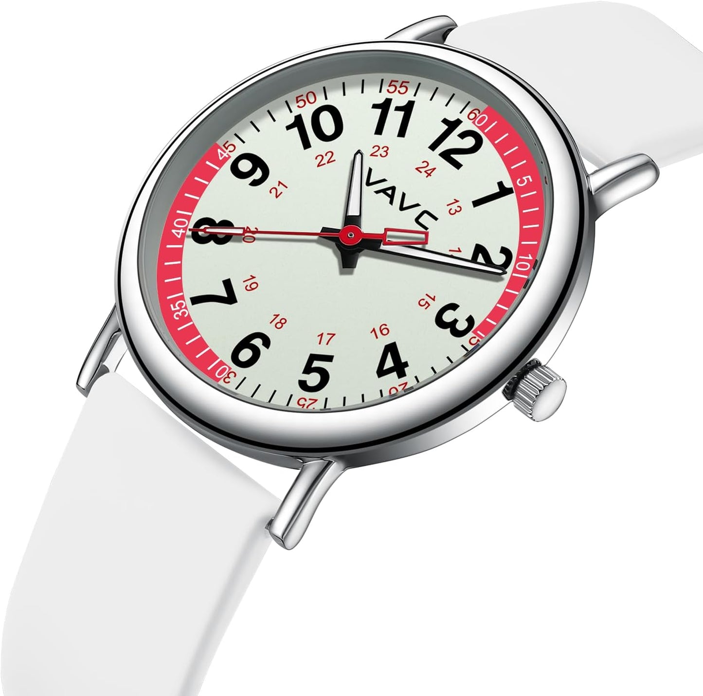 Waterproof Analog Nurse Watch for Nurses,Students,Medical Professionals,Women Men,with Luminouse Easy Read Dial,Military Time,Second Hand and 24 Hour,Comfortable Silicone Band.
