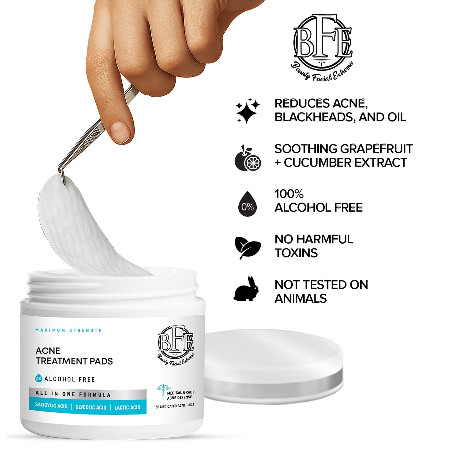 Acne Treatment Pads - Clear Cystic Breakouts & Clogged Pores | Improve Skin Texture & Reduce Dark Spots