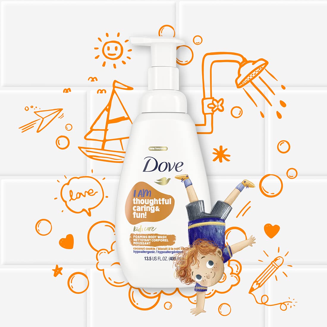 Dove Foaming Body Wash for Kids - Coconut Cookie, Sulfate-Free | 4 Count, 13.5 Fl Oz