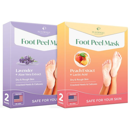 PLANTIFIQUE Foot Peeling Mask - 4 pack Dermatologically Tested to Repair Heels & Remove Dead Skin for Baby Soft Feet - Exfoliating Peel Mask for Cracked Feet
