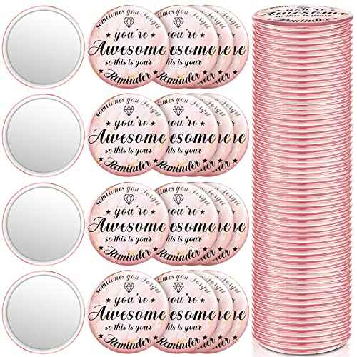 2.76 Inch 36 Pcs Inspirational Compact Mirror Bulk Gifts for Women Mini Pocket Mirror Small Employee Round Makeup for ?Christmas Galentines Mothers Nurse Quinceanera