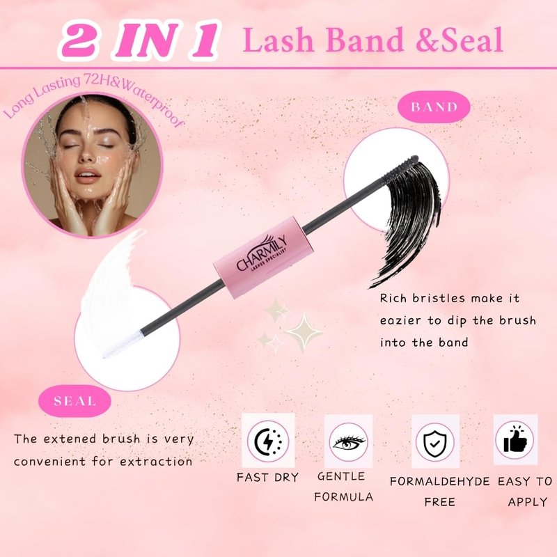 Charmily DIY Lash Extension Kit - 280pcs Lashes Clusters 0.07D 40D+50D Mix, 9-16mm D Curl Soft Wispy Lash Clusters with Bond, Seal, Remover & Tweezers for Easy at-Home Application Natural Look
