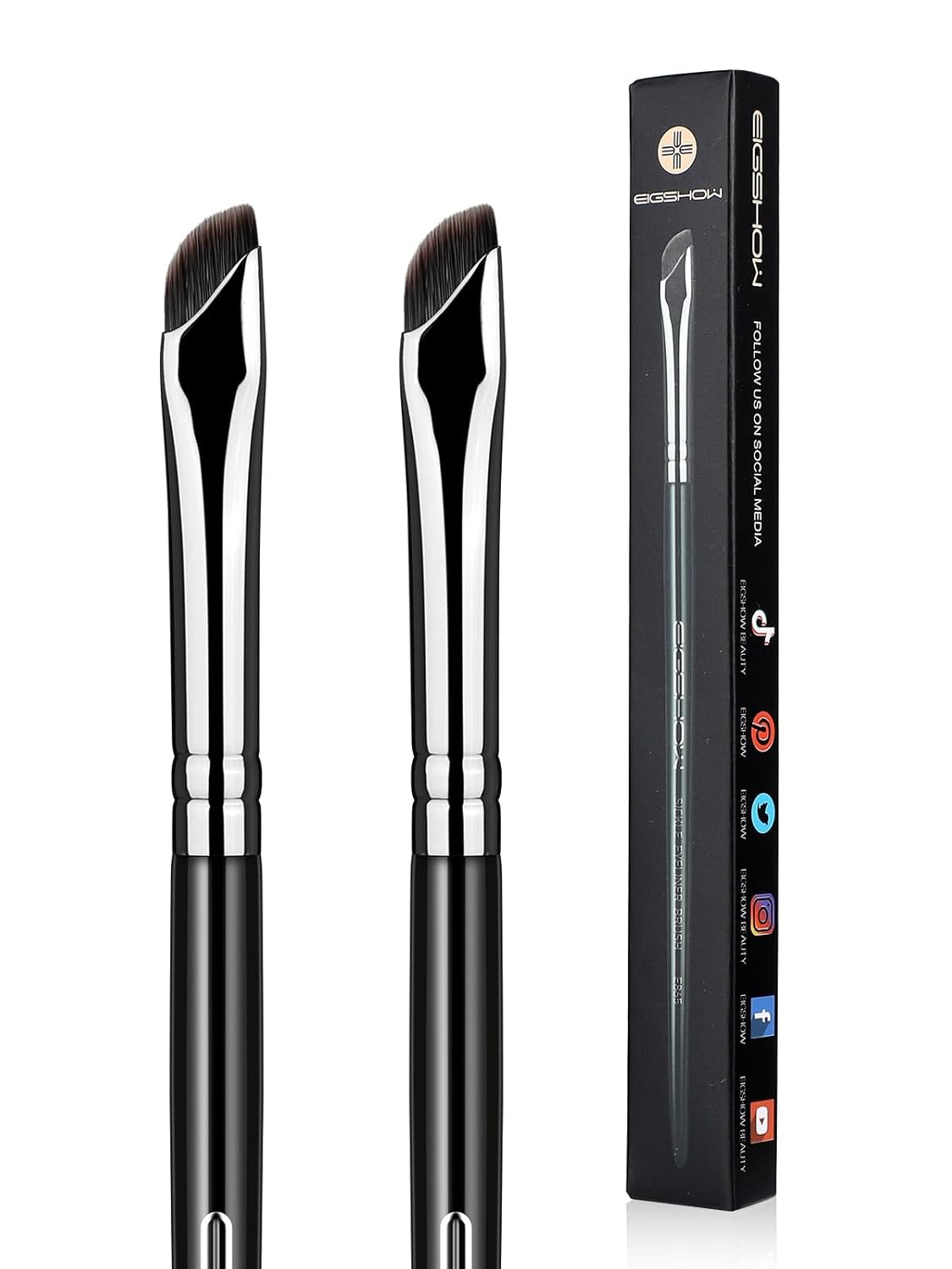 Eyeliner Brush Set - Gel Eyeliner Makeup Brushes for Precise Application | Ultra Thin Curved Bristles (2 Pieces)