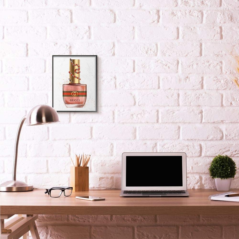 Stupell Industries Makeup Pink Nail Polish Fashion Design Framed Wall Art, Multi-Color
