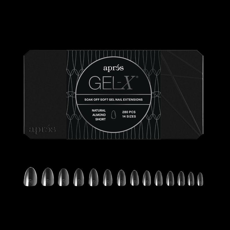 Aprés Gel-X® Almond Nail Tips - 280 Soft Tips in 14 Sizes 00-9 | Natural Almond Short