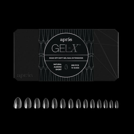 Aprés Gel-X® Almond Nail Tips - 280 Soft Tips in 14 Sizes 00-9 | Natural Almond Short