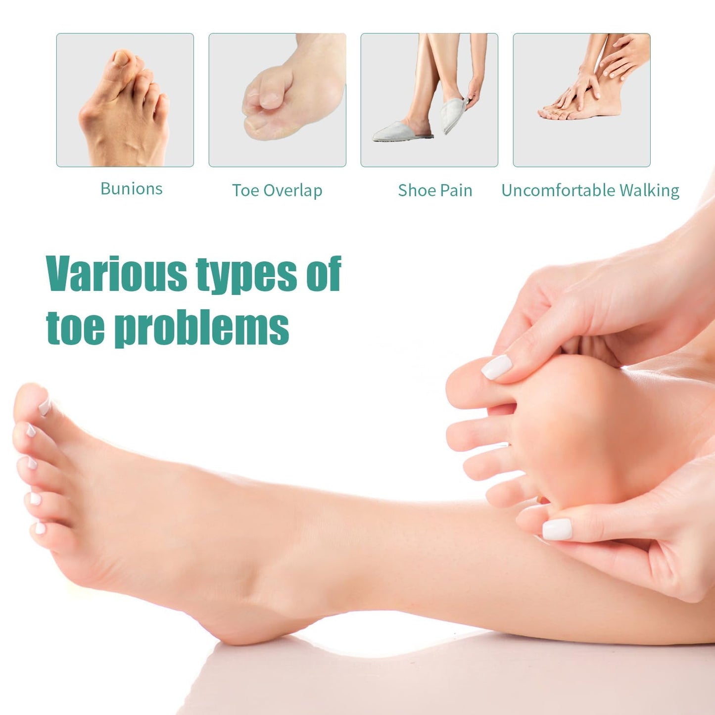 4 Pcs Silicone Toe Spacers – Yoga Toe Separators for Toe Straightening & Relaxation | Correct Overlapping Toes, Bunions, Hammer Toe | Toe Support toe separators for Women & Men (Tan, 5.5)