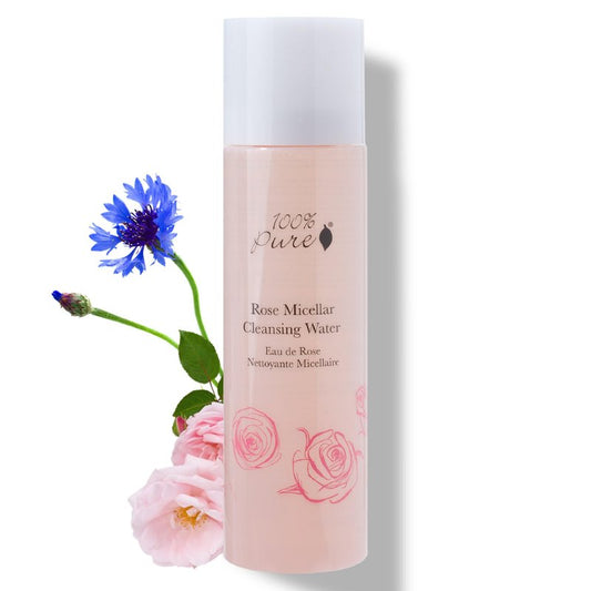 100% PURE Rose Micellar Water – Hydrating First Step Double Cleanser & Travel-Ready Makeup Remover – Infused with Organic Aloe, Rose Hydrosol & Cornflower – No Water Needed, Alcohol-Free – 7.1 fl oz