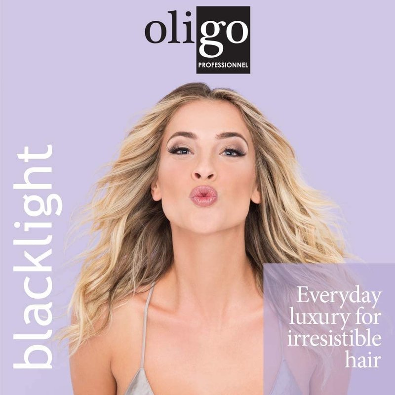 Oligo Professionnel - Blacklight 18-in-1 Violet Hair Beautifier for blondes- Vegan - Eliminate yellow tones - Anti frizz- Leave-in Toning Conditioner - Detangling Hydrating Spray - Argan Oil -8.5 oz