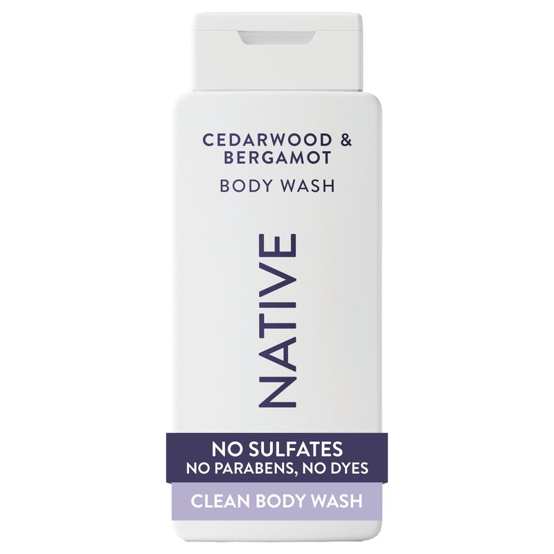 Native Cedarwood & Bergamot Scent 24-Hr Refreshing Clean Body Wash for Men & Women, for All Skin Types Incl. Sensitive, Leaves Skin Feeling Clean & Soft, Free of Phthalates, Sulfates & Parabens, 18 oz