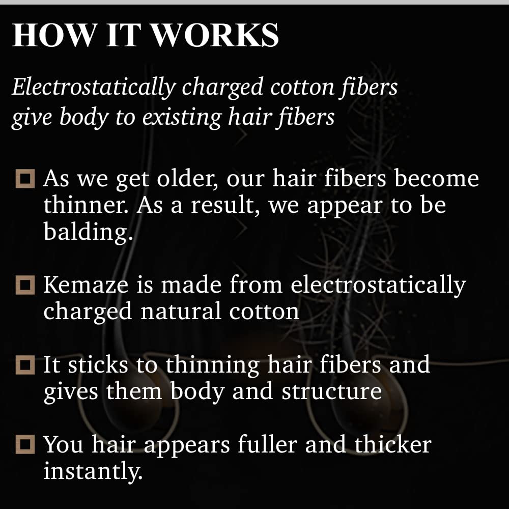 Kemaze Instant Hair Volumizing Fibers (30gms / 1.06oz / 50-Day Supply, Dark Brown)
