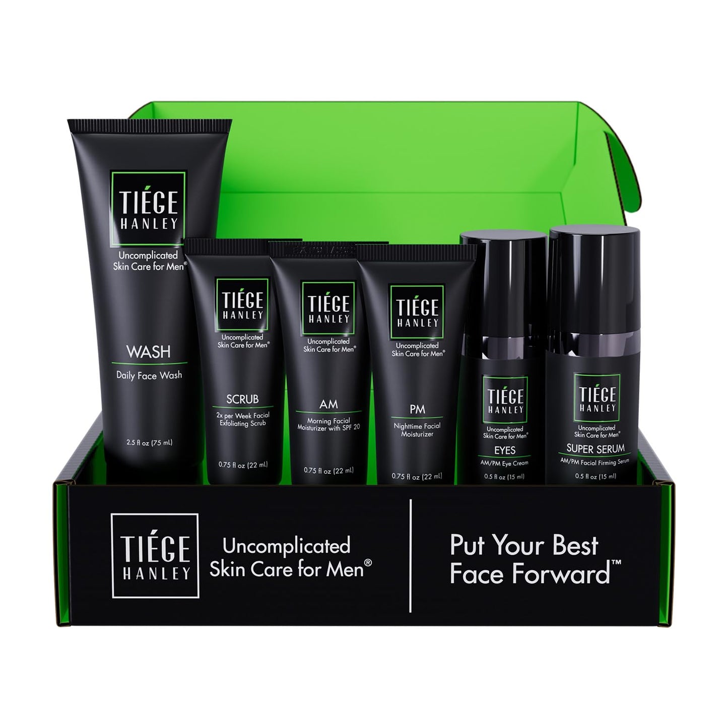 Tiege Hanley Anti-Aging Men's Skin Care Set, 30-Day, 6 Piece Kit
