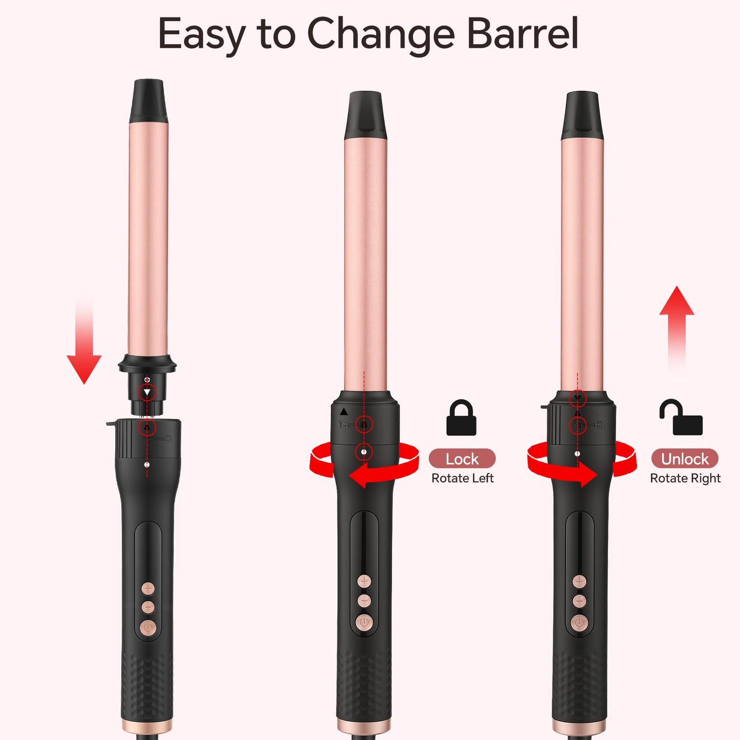 UNOBEY 5 in 1 Curling Iron Brush Set with Thermal Brush and 4 Interchangeable Ceramic Curling Wand(0.5”-1.25”), Fast Heating, Dual Voltage, Include Glove