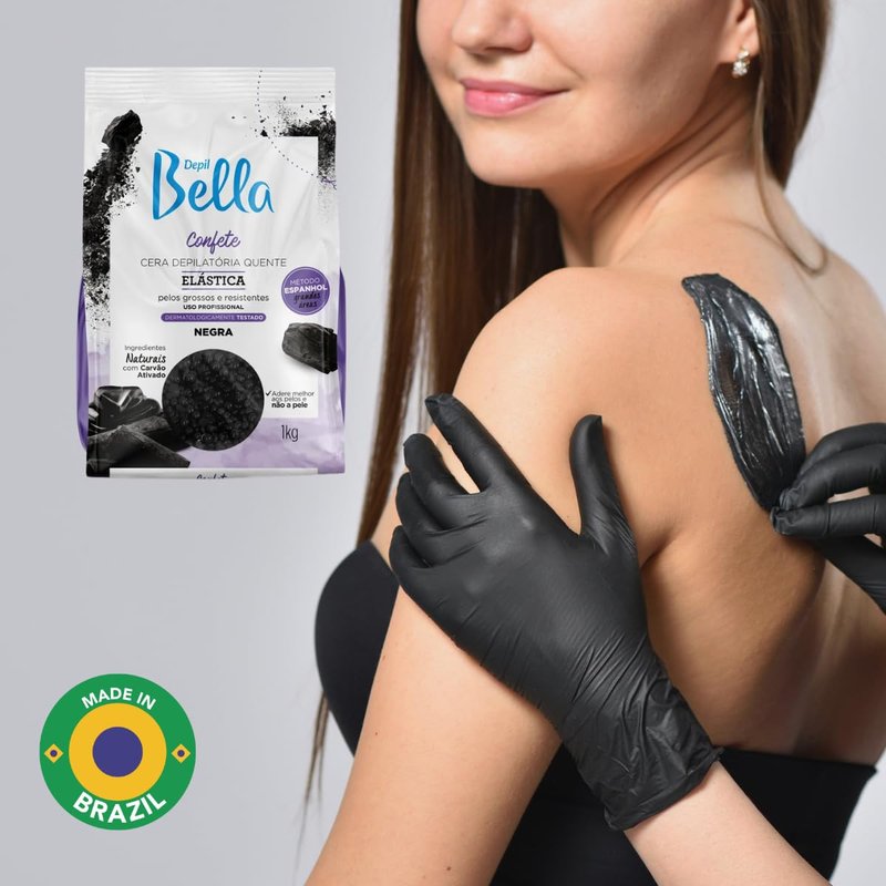 Depil Bella Black Elastic Confetti Hard Wax Beads - Low Melting, Deodorizing Formula for Smooth Hair Removal | Perfect for Thick and Coarse Hair, 2.2 lbs