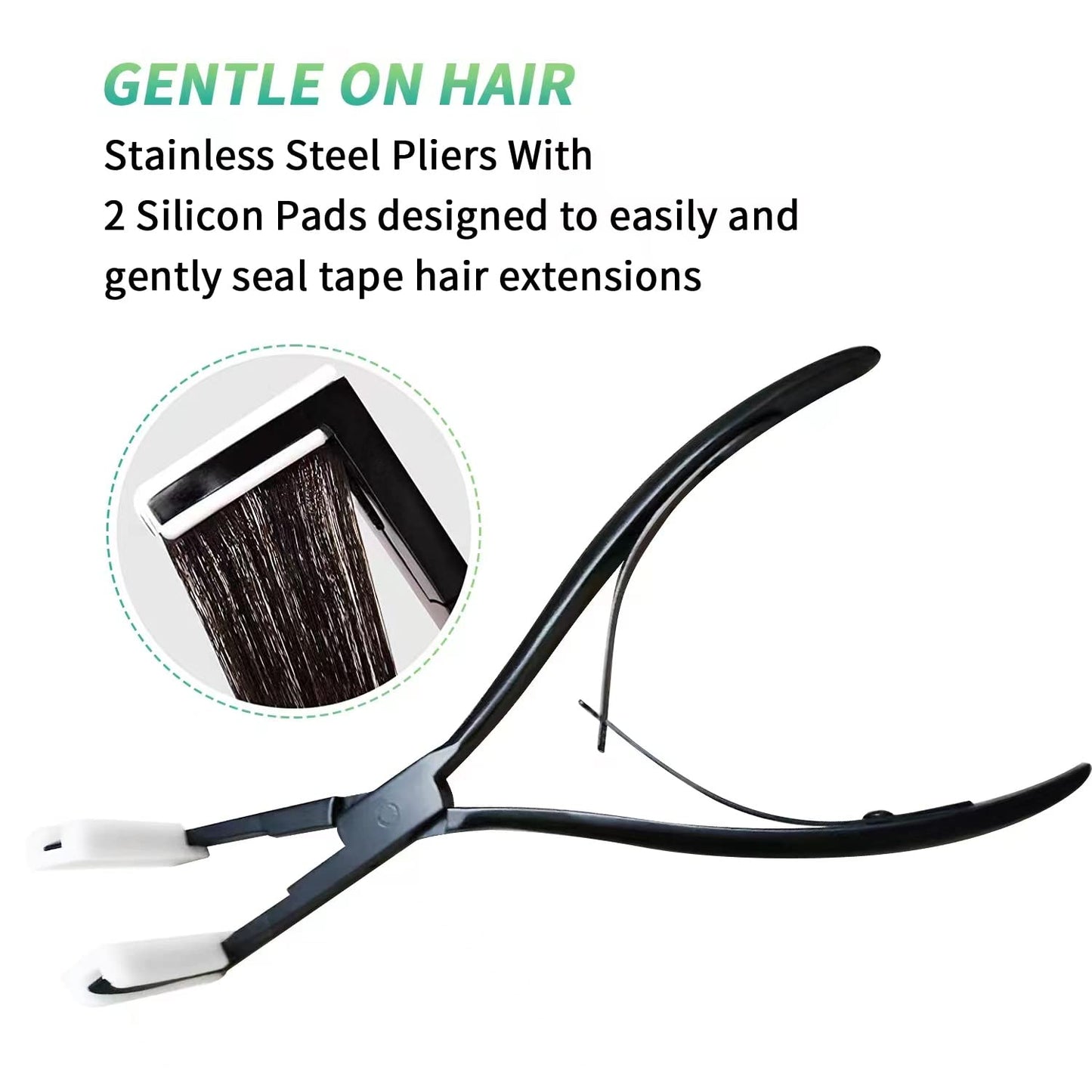 Hair Extensions Tools Kit Tape in Hair Sealing Pliers Tool Kit, Professional Flat Surface Sealing Hair Extension Plier Tools with Double Sided Replacement Adhesive Hair Extension Tape Tabs