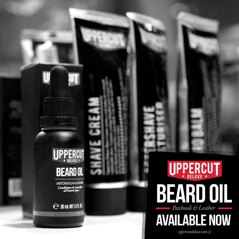 UPPERCUT DELUXE Conditioning Beard Oil, Patchouli & Leather Scent, 1 fl. oz. (Pack of 2)