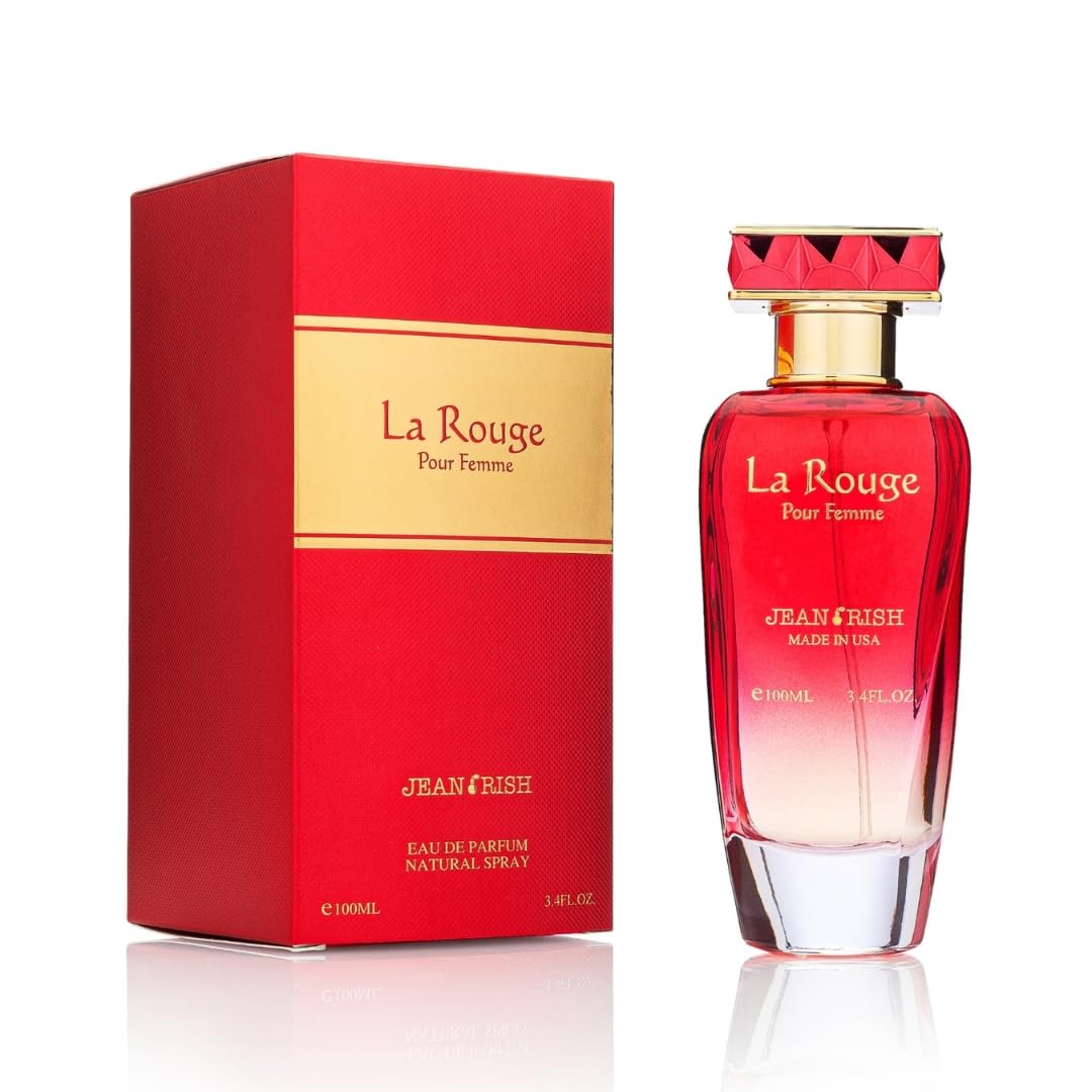 Jean Rish La Rouge Perfume for Women Eau De Parfum, Long-Lasting Luxury Fragrance, Made In USA - Bergamot, Jasmine, Cedar, Vanilla, Sandalwood Scent - 100ml / 3.4 oz
