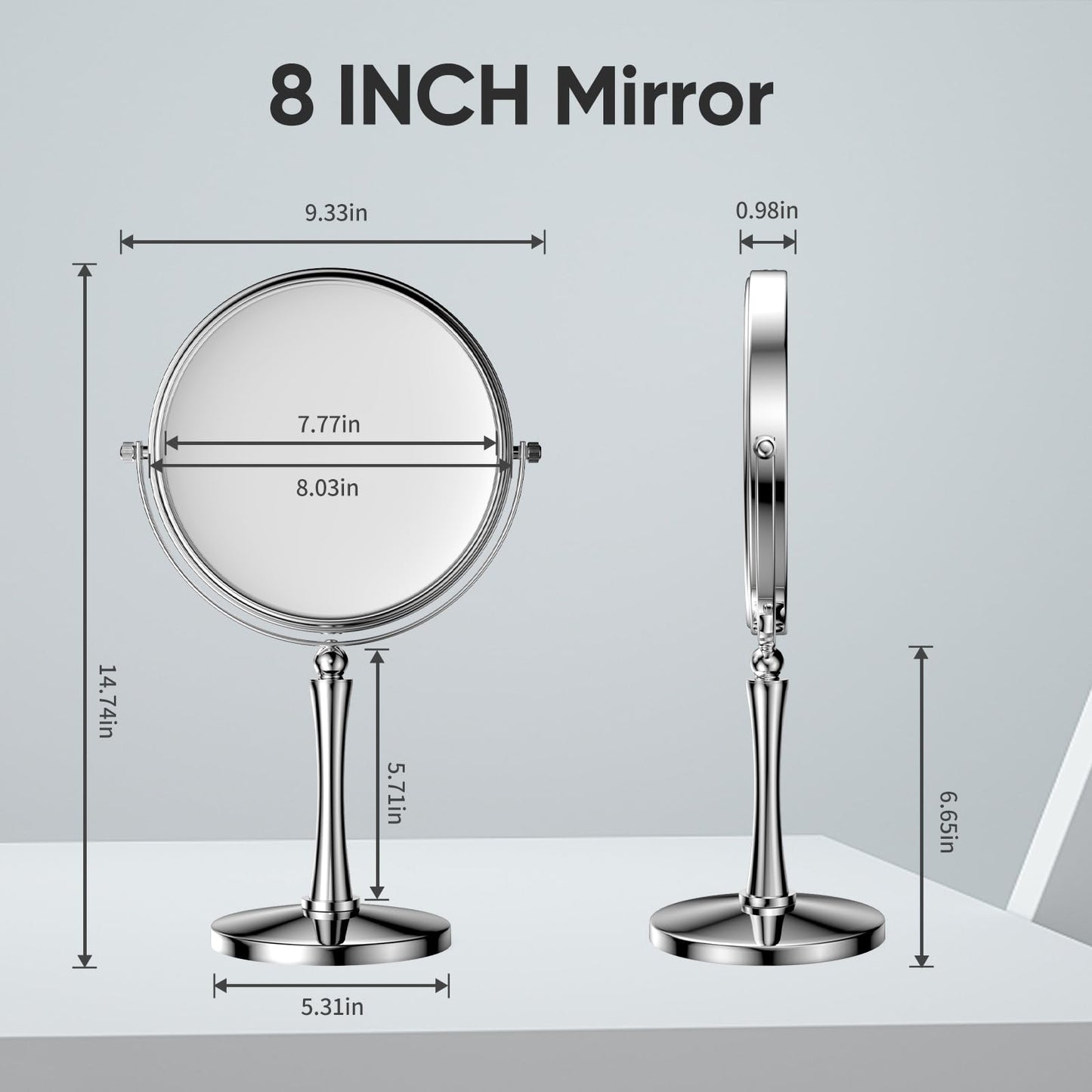 Nicesail 8' Desk Vanity Mirror, Double-Sided with 1X/7X Magnification, Makeup Mirror for Home, Hotel, Desktop