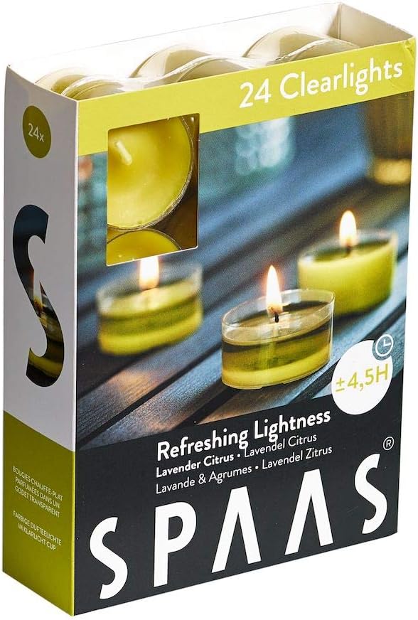 Morning Breeze Scented Tealights - Spaas 24 Clear Cup Candles, 4.5 Hour Burn Time