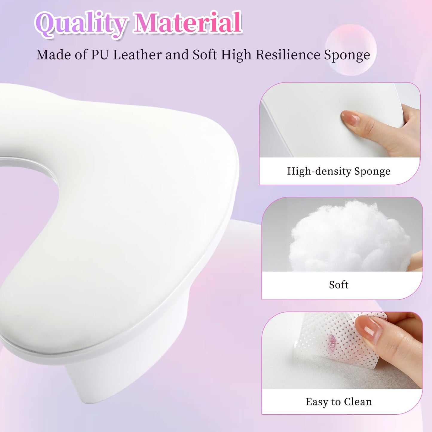 Arm Rest for Nails Tech, U Shaped Soft PU Leather Nail Arm Rest,Ergonomic Slope Angle Hand Rest for Nails Tech,Professional Salon Manicure Arm Rest Cushion (White)