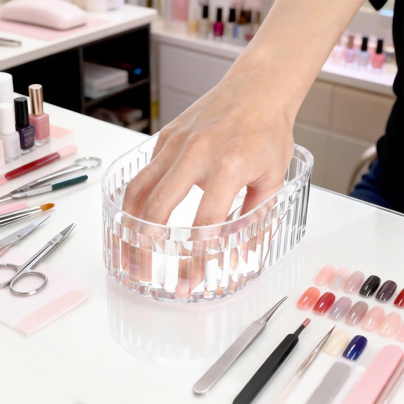 FOMIYES 2pcs Transparent Nail Soaking Bowls, Acrylic Gel Polish Remover Bowls, Manicure Hand Soak for Home Nail Care, Ergonomic Design for Gel off and Hand Washing