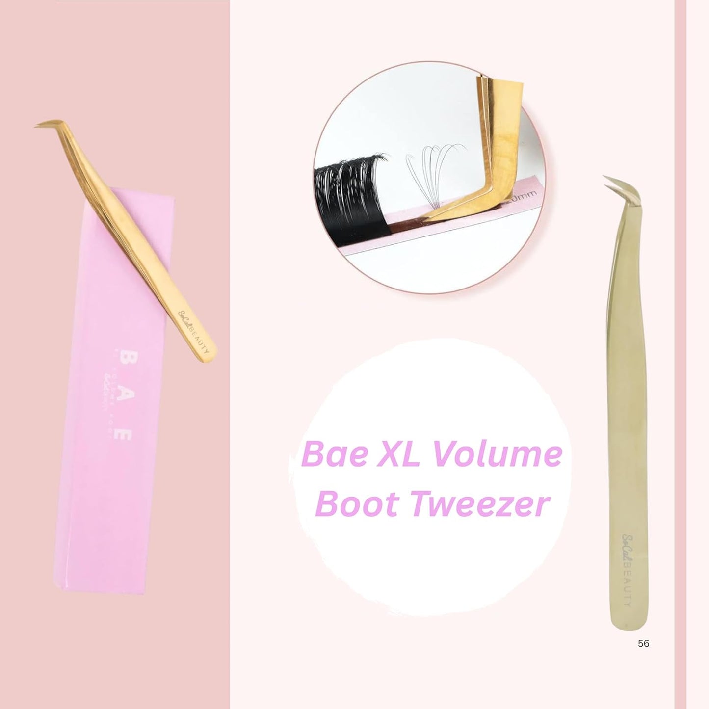 **Bae XL Volume Boot Tweezer - Professional Gold Tweezers for Mega Volume Lash Extensions | Extra-Long Design**