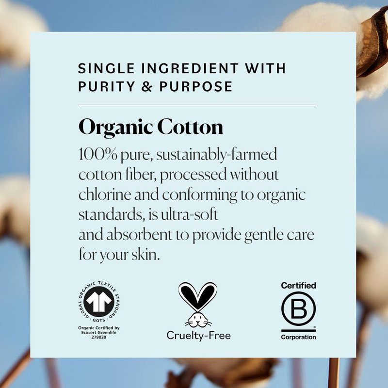 Sky Organics Organic Premium Cotton Large Pads for Makeup Removal, Cleansing, Toner Application, 100% Pure Organic Cotton with GOTS Certified, Dual Textured Design, 240 Count