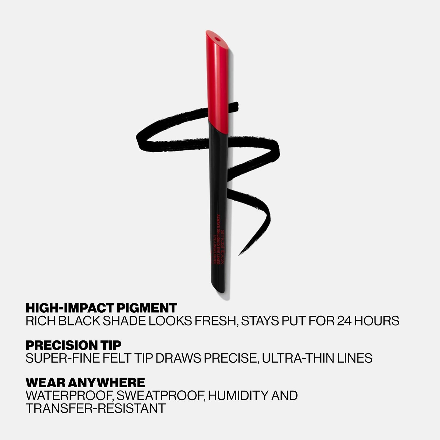 Smashbox Always On Liquid 24-Hour Eye Liner | Long Lasting + Waterproof with Dramatic Precision, Black, 0.02 Ounce