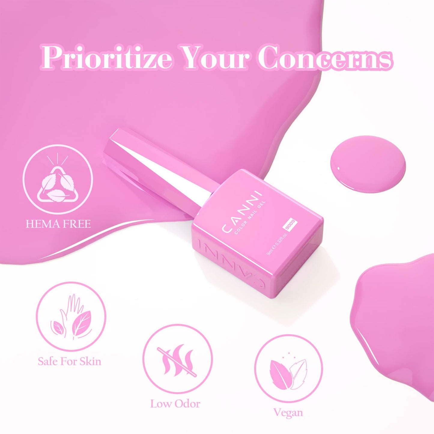 CANNI Pink Gel Nail Polish Set – 6 Soft Rose & Light Pink Colors, 9ML Each, Soak-Off UV LED Gel for Nail Art Design, DIY or Salon Manicure for Women