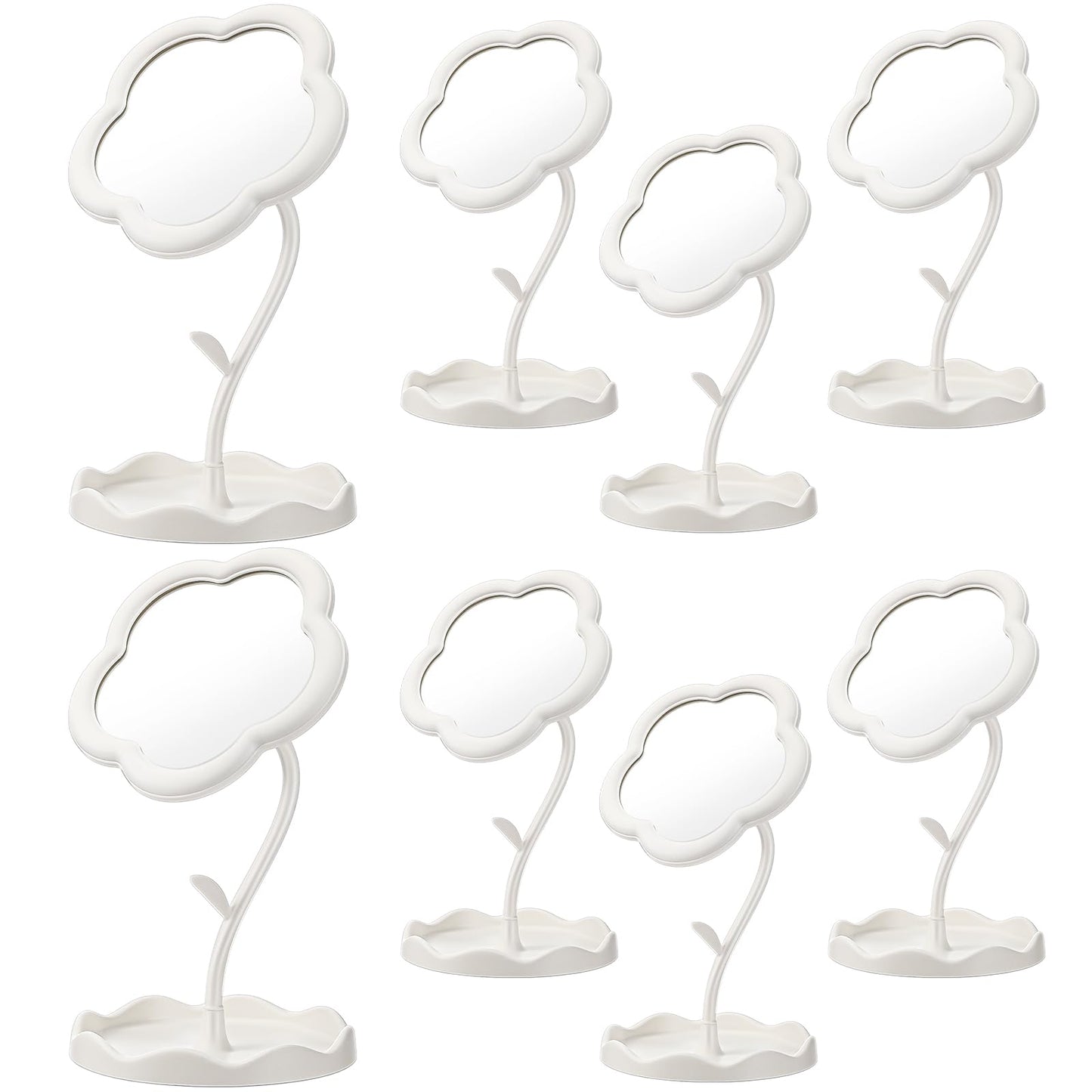 GlikCeil 8 Pcs Flower Shaped Mirror Spa Party Makeup Mirror Sleepover Party Favor for Spa Sleepover Slumber Birthday(White)