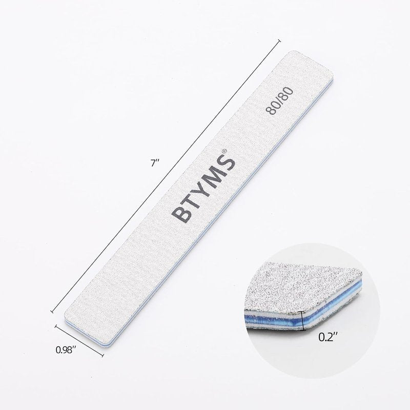 Rectangle Nail Files - 100 Count 80/80 Grit Coarse Double-Sided Emery Boards for Acrylic Nails | Reusable Manicure Tools