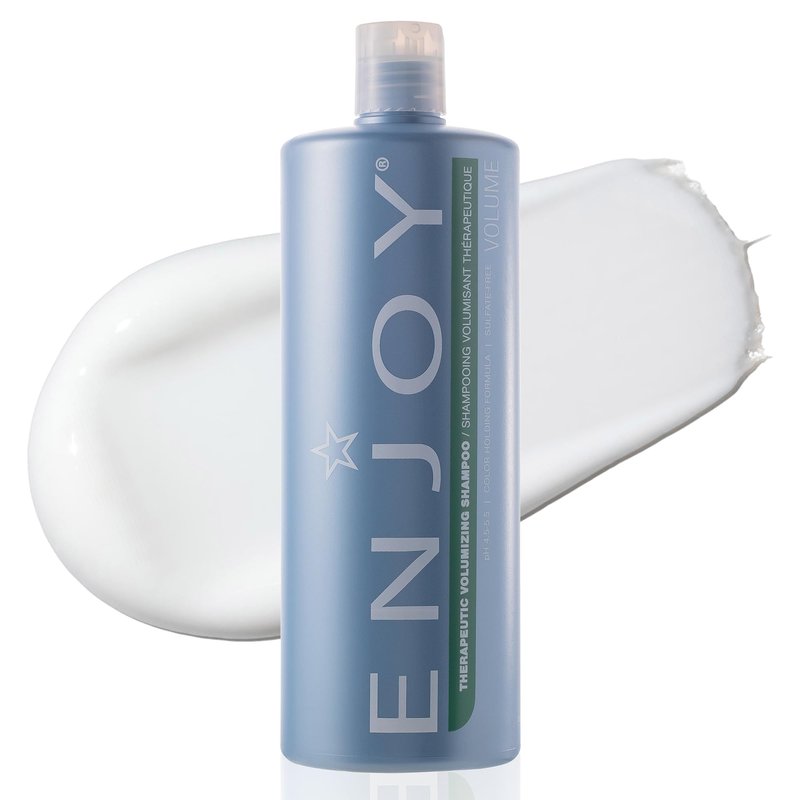 Enjoy Therapeutic Volumizing Shampoo, Scalp Stimulating and Thickening Cleanser for Fine or Thinning Hair, Peppermint, Tea Tree, and Niacin Formula, pH 4.5–5.5, 33.8 Fl Oz