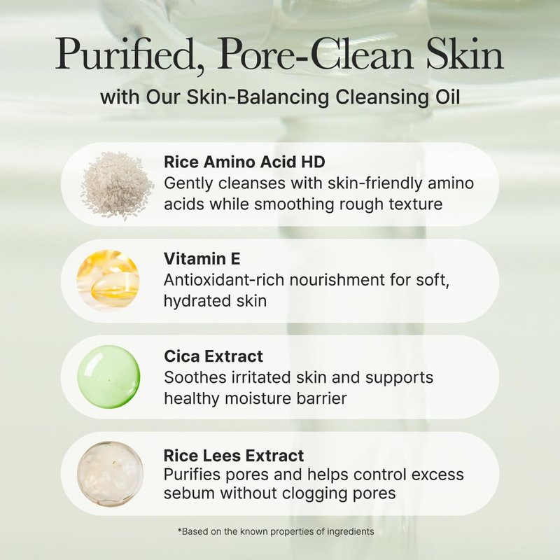 ARENCIA Pore Melt Cleansing Oil - Non-Comedogenic Makeup Remover with Rice Amino Acids & Vitamin E | 6.76 fl oz