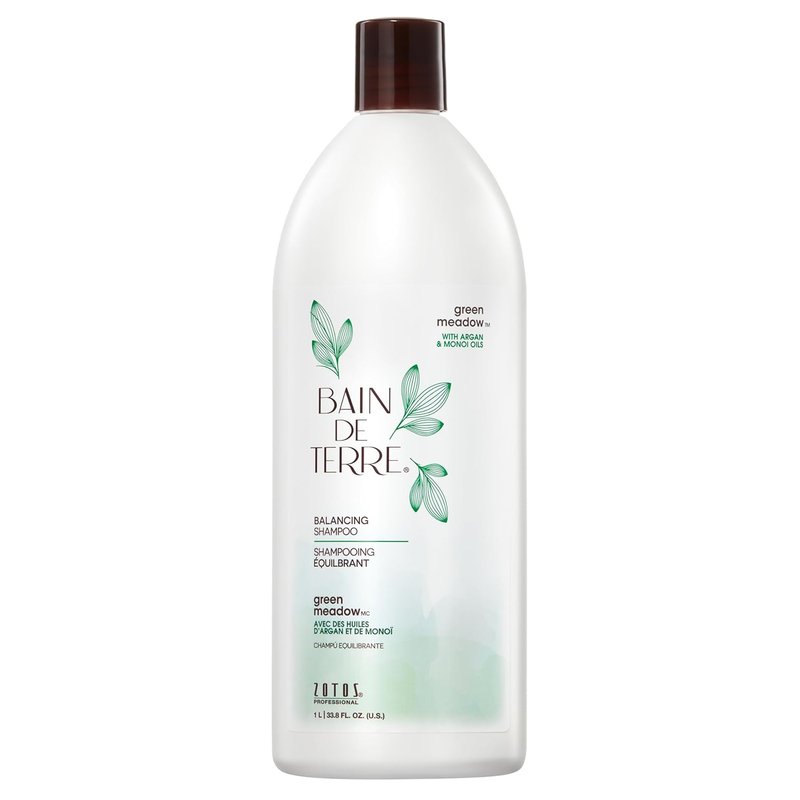 Bain de Terre Green Meadow Balancing Shampoo - Gentle Cleansing for Soft, Silky Hair with Argan & Monoi Oils | Paraben-Free & Color-Safe
