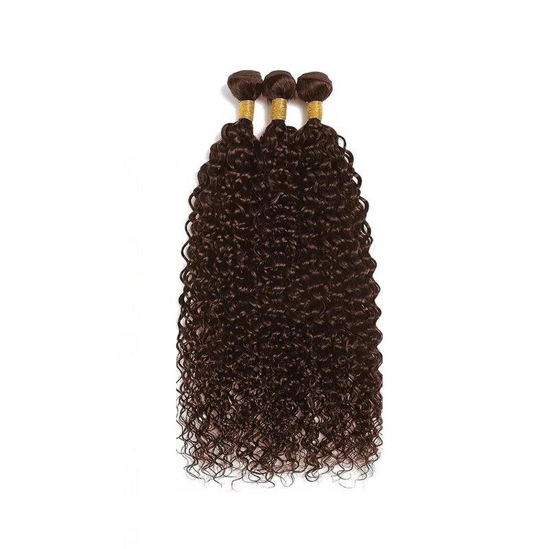 Chocolate Brown Curly Wave Human Hair Bundles - 14/16/18 Inch, 50G Double Weft, Grade 12A Virgin Remy Extensions