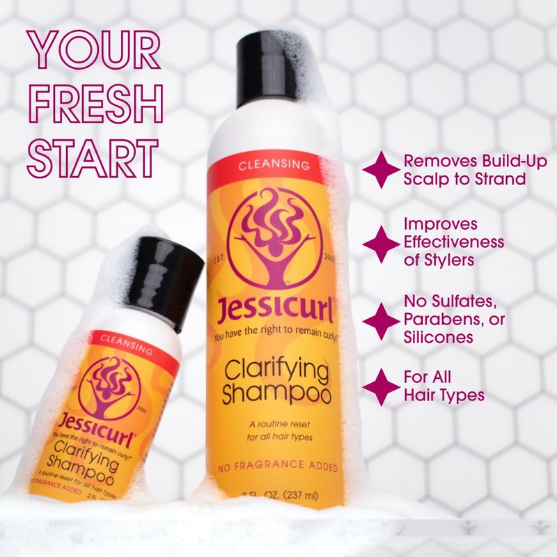 Jessicurl Clarifying Shampoo - Fragrance-Free Formula for Wavy, Curly & Coily Hair | 8 Fl Oz