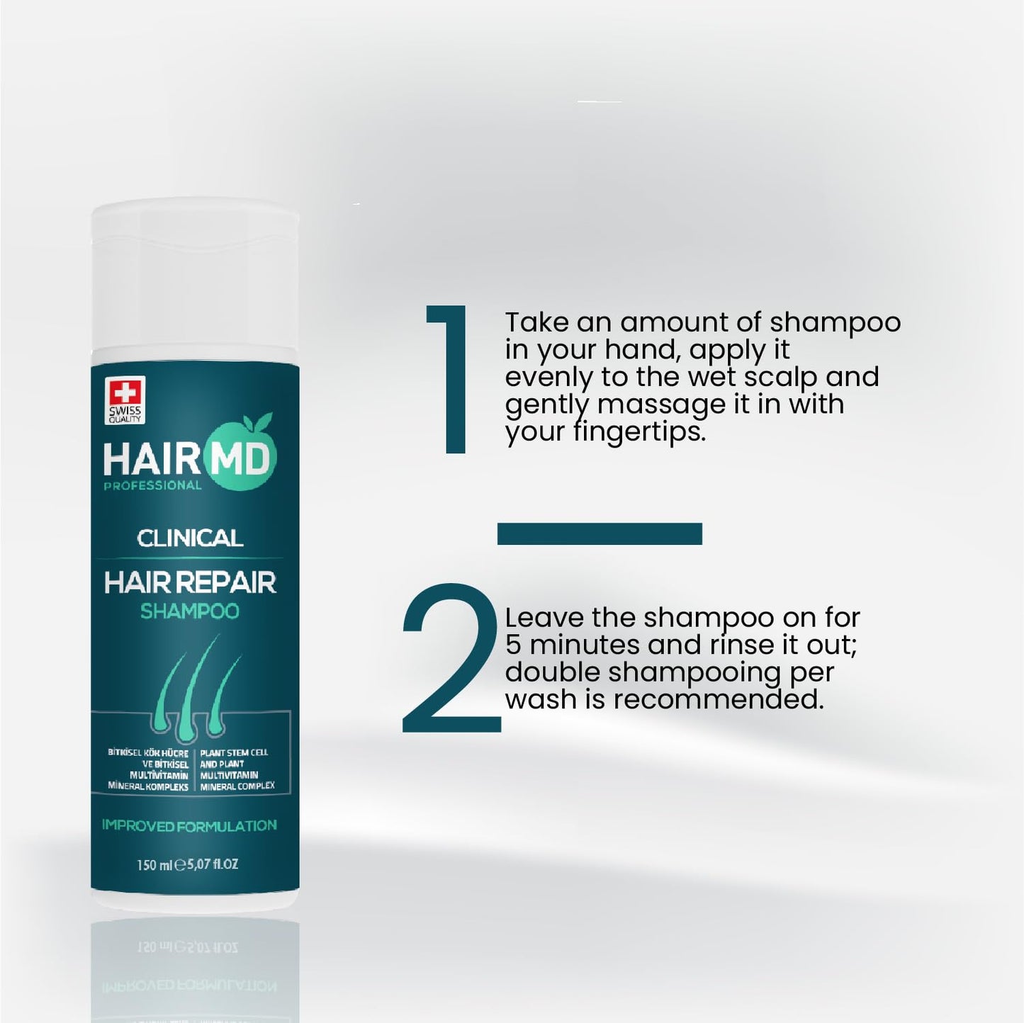 HairMD Transplant Clinical Repair Shampoo - 250ml Biotin Shampoo for Hair Growth - Advanced Regrowth Formula - Protects Post-Transplant Scalp - Reduces Itching and Redness - Prevents Hair Loss