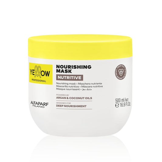 ALFAPARF MILANO Yellow Professional Nutritive Nourishing Mask for Dry Hair - Powered by Argan & Coconut Oils - Designed for Deep Nourishment (16.9 fl oz / 500ml)