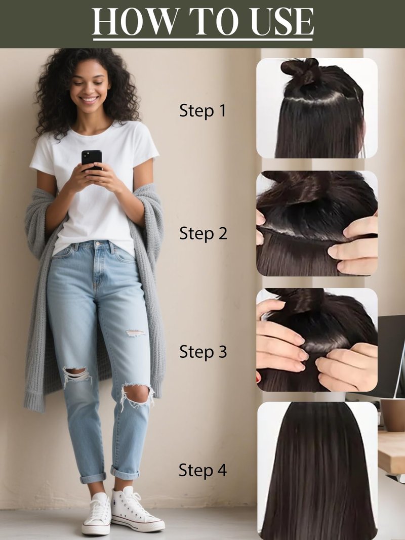 Black Clip-In Hair Extensions - 7 Pcs 120g Jet Black Straight Human Hair | Easy Double Weft Design