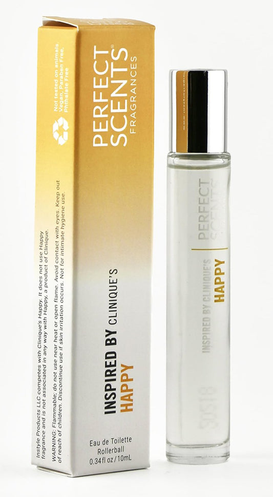 Perfect Scents, Inspired by Clinique's Happy, Rollerball, Women’s Eau de Toilette, Vegan, Paraben Free, Phthalate Free, Never Tested on Animals, 0.34 Fl Oz