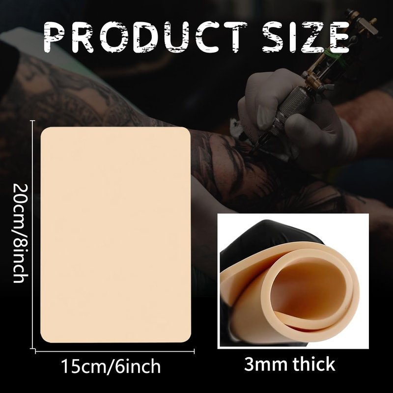 6Pcs Tattoo Skin 3MM - Lyuxzad Fake Skin Blank Tattoo Practice Skin Double Sides Fake Skins 6×8" Tattoos for Beginners and Tattoo Artists Tattoos Supplies