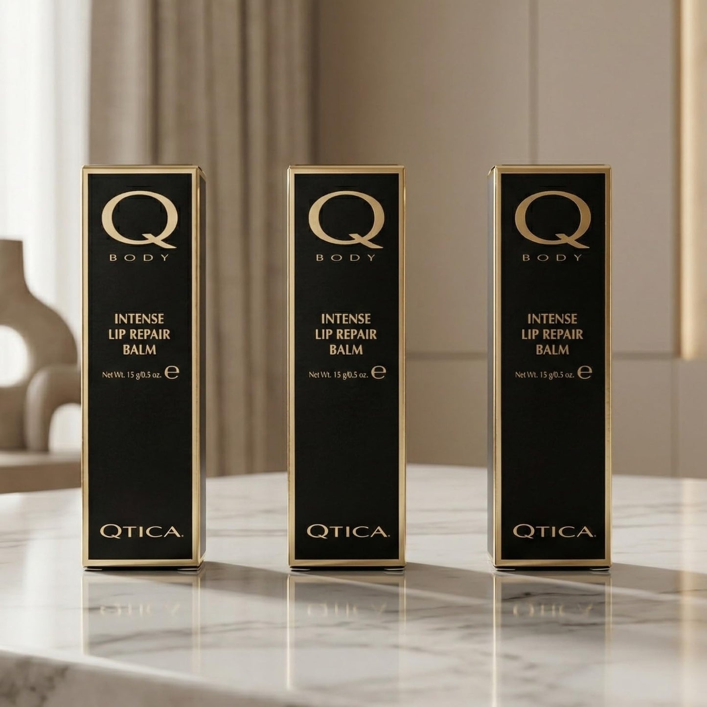 Qtica Intense Lip Repair Balm - Set of 3 by QTICA Beeswax Smooth Creamy Texture Restorative Lip Gel for Dry, Chapped Lips Instant Hydration, Softness